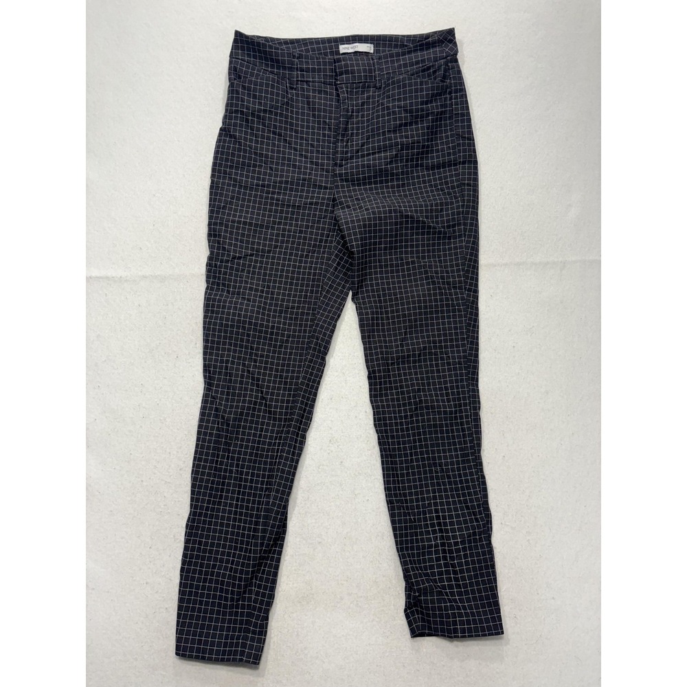 Nine West Dress Pants Womens 10 Black Check Slim Ankle Tapered Stretch Work